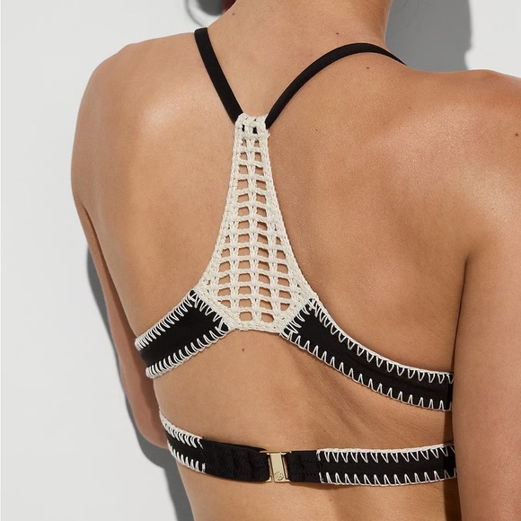 Women’s Victoria’s Secret Archives Crochet Scuba Push-Up Bikini Top, Black, 34A - Picture 2 of 7